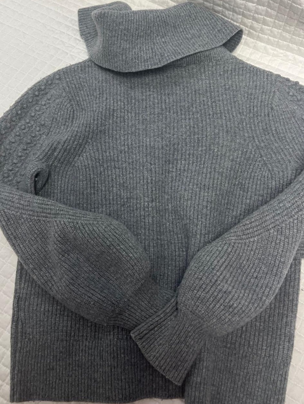 PAIGE Heather Grey Wool Blend Bobble Knit Turtleneck Sweater S - Picture 7 of 9
